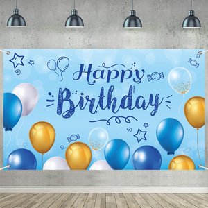 <span class=keywords><strong>Toile</strong></span> <span class=keywords><strong>de</strong></span> <span class=keywords><strong>fond</strong></span> bleue Joyeux <span class=keywords><strong>Anniversaire</strong></span> pour adultes, garçons, bébés, en polyester durable 150x90cm, bannière <span class=keywords><strong>de</strong></span> fête, ballons, décorations murales personnalisées - Product Image 4