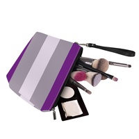Trousse de Maquillage de Voyage en PU Personnalisée avec Motif Arc-en-ciel Gay Gris pour Vacances Interurbaines, Rangement Cosmétique Domestique et Stock en Gros