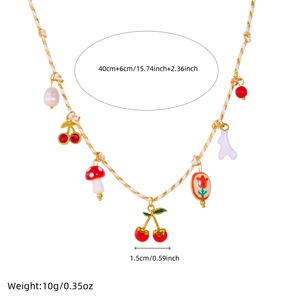 Themed Pendants Necklace Zinc Alloy Cherry Mushroom Flower Charms Gift Jewelry - Product Image 4