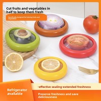 Avocado Saver en Tomatenhouder, 4 herbruikbare voedselbewaarbakjes voor koelkast, fruit- en groentebak, crisper, halve ui gesneden