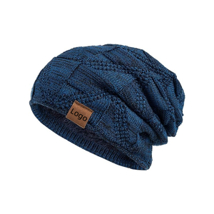 Venta al por mayor de alta calidad de invierno Slouchy Beanie Warm Fleece Lined Skull Cap Baggy Cable Knit Hat con logotipo personalizado diario para los hombres - Product Image 3