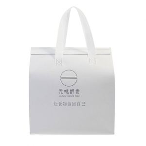 Sac isotherme blanc en non-tissé imperméable avec poignée pour vente en gros, idéal pour desserts, boissons, restaurants et plats à emporter - Product Image 3