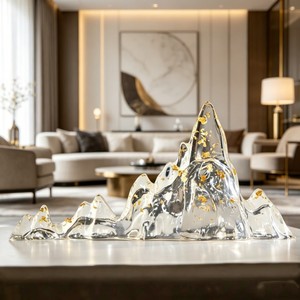 P004 Statue moderne en résine époxy résistante <span class=keywords><strong>à</strong></span> l'usure, style Liuli, en forme de vague ondulée, pour salle de conférence et réception <span class=keywords><strong>d</strong></span>'entreprise - Product Image 3