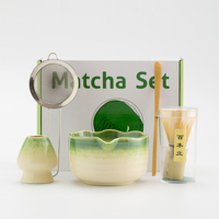 Ensemble d'Outils à Matcha 5 Pièces en Céramique Rétro Écologique Style Dynastie Song Japonaise, Bol à Matcha Design Japandi pour Cérémonie du Thé Domestique