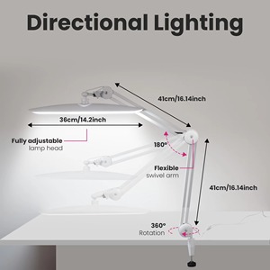 <span class=keywords><strong>Lampe</strong></span> de bureau LED 19 pouces avec bras articulé en métal, protection oculaire, pour extensions de cils, 117 LED pour manucure, lecture et travail - Product Image 5