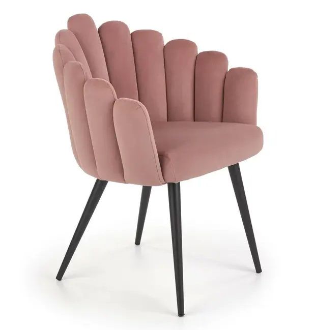 Cadeiras de veludo para sala de estar, cadeiras de cozinha e jantar Gepolsterter Stuhl, com pernas de metal resistente, encosto e assento acolchoado, rosa