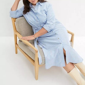 Robes chemises maxi amples à manches longues, imprimées à rayures, sur mesure, pour fabricants de vêtements - Product Image 3