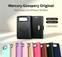 Étui de téléphone en cuir Goosepry Original Rich Diary Wallet pour iPhone Duo avec de nombreux porte-cartes, couverture magnétique de luxe