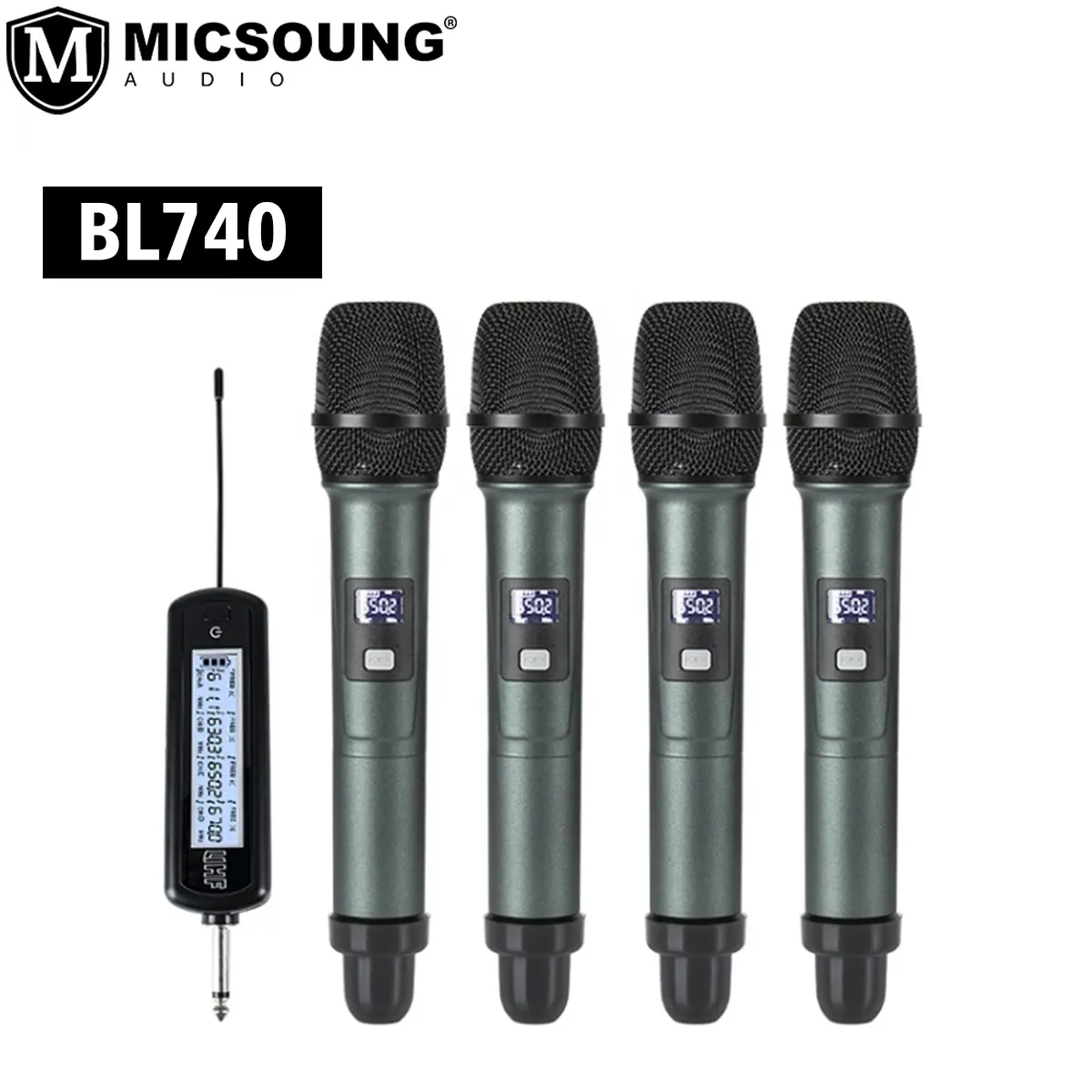 BL740 4 Canais Sem Fio Microfone Dinâmico de Alta Qualidade UHF Vocal Microfone Para Cantar Karaoke Desempenho Ao Ar Livre Do Palco