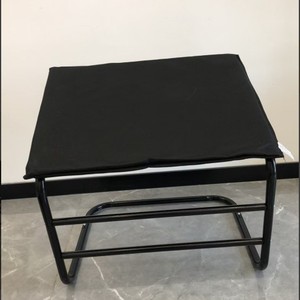 Foldable Footrest <b>Stool</b> 48x40x44 Cm Metal Frame Black Minimalist Design <b>Office</b> Home Use - Product Image 2
