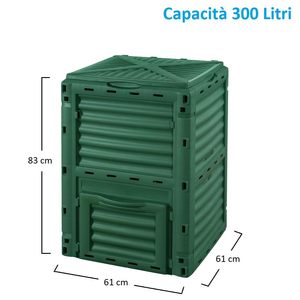 Compostador de Jardín de Plástico Verde de 300L, Contenedor de Compostaje Térmico, Resistente a la Intemperie, para Uso en Exteriores - Product Image 2