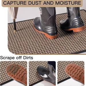 Paillasson rectangulaire en lin tricoté ajouré, antidérapant, motif treillis, pour entrée de maison, entretien facile - Product Image 5