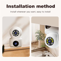 Caméra double intelligentes avec suivi automatique, WiFi, vision nocturne HD 360°, surveillance grand angle, CCTV 1080P, contrôle à distance via application
