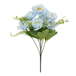 קישוט חתונה פרחים מלאכותיים אדמונית מגע אמיתי בד ורד זר פרחים מלאכותיים אדמונית