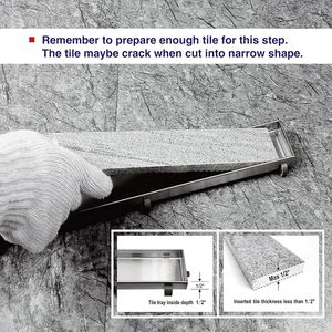 Kiểu dáng đẹp màu đen tuyến tính vòi hoa sen cống 2-in-1 gạch chèn chân điều chỉnh phù hợp hoàn hảo. Chống ăn mòn AISI 304 thép không gỉ - Product Image 6