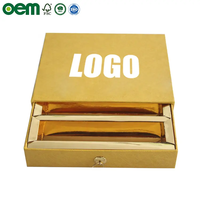 Vente en gros OEM de boîte à tiroirs de luxe en carton or jaune avec logo argenté pour barre de chocolat emballage haut de gamme avec fonction de gaufrage