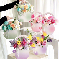 Panier à fleurs portable simple, boîte en papier florale, boîte cadeau pour bouquet floral, sac simple pour arrangement floral pour fleuriste