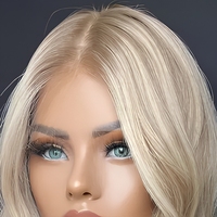 Perruque Lace Frontale Blond Cendré Ondulée Cheveux Humains Raie Latérale Naturelle Ondulations Souples Pré-Pluckées Ligne de Cheveux Pré-Plumée Bonnet Sans Colle Personnalisable