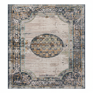 Tapis vintage Loraven moderne à motif géométrique tissé à la machine, collection toucher coton, mélange polyester-PP - Product Image 1