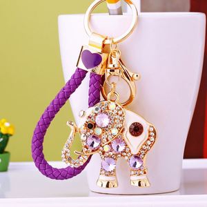 Enamel Elephant Animal Keychain Colorful Opal Rhinestone Crystal <b>Key</b> <b>Chain</b> Lucky Car Keyring Bag Charm Pendant Elephant Keychain - Product Image 2