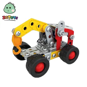 Zhiqu New Arrival 3D Metal Combined Educational Assembly Toys Alloy Crane Car Puzzle Building Block DIY Assemble Metal Car