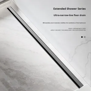 Custom Thickened Stainless Steel American Style Deodorizing Filter Floor <b>Drain</b> Long Narrow Line Large Capacity Bathroom Anti-odo - Product Image 1