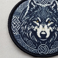Écusson tissé personnalisé Tête de loup nordique, style tactique, badge moral, patch en tissu auto-agrippant pour sacs, uniformes et équipements