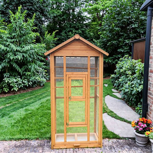 SDB002 <span class=keywords><strong>Volière</strong></span> en bois moderne de qualité assurée, mobilier d'extérieur pour animaux de compagnie, cages à oiseaux pour perruches avec support - Product Image 5