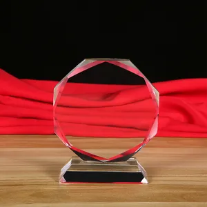Obelisco di cristallo trasparente e nero modern home hotel decoration crystal trophy awards block per incisione laser