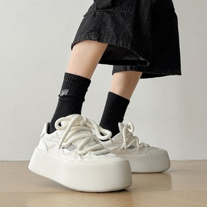 Chaussures d'été à semelles épaisses pour hommes, tige en maille respirante, polyvalentes, adaptées à toutes les occasions, baskets décontractées à cheville haute, tendance - Product Image 4