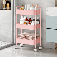Chariot utilitaire mobile à 3 niveaux en acier au carbone avec roulettes, design moderne pour le rangement de la cuisine et de la salle de bain, organisateur d'outils multifonctionnel