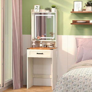 Factory Supplier Small Farmhouse Wooden Makeup Vanities <strong>Desk</strong> <strong>with</strong> <strong>Narrow</strong> Storage <strong>Drawer</strong> White Thin Dressing Table for Bedroom - Product Image 3
