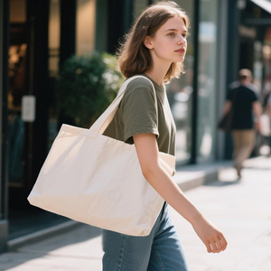 Custom Cotton Tote Bags White Gusseted <b>Shopper</b> Bags Casual Reusable Carry Bags for Promotional Activities - Product Image 2