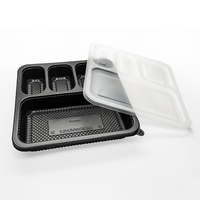 Barquette alimentaire carrée à 4 compartiments, écologique, jetable, de qualité alimentaire, avec logo, compatible micro-ondes, pour restauration rapide, en PP, couleur personnalisable, pour plats à emporter