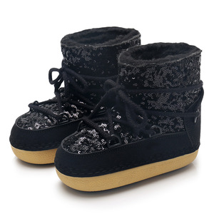 À la mode anti-dérapant paillettes <span class=keywords><strong>bottes</strong></span> courtes pour femmes enfants hiver chaud doublé polaire Midi hauteur Position supérieure <span class=keywords><strong>Ski</strong></span> espace thermique - Product Image 2