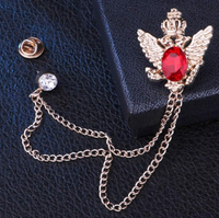 Haute qualité chemise décoration métal Clip Tailcoat collier broche broche costume broche Badge avec chaîne boucle chaîne collier Flip
