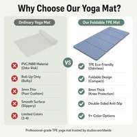 Tapis de fitness pliable portable, épais, en TPE, antidérapant, léger, pour la salle de sport, la maison, le Pilates, le camping, l'entraînement