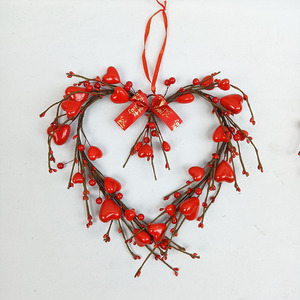 ハート型の装飾リース ドア 壁掛け バレンタインデー ギフト オーナメント 窓掛け 赤いハートリース - Product Image 4