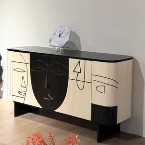 מעצב מודרני יצירתי ארון צד עץ כניסה מסוגנן בסגנון עתיק ארון תבליט - Product Image 2