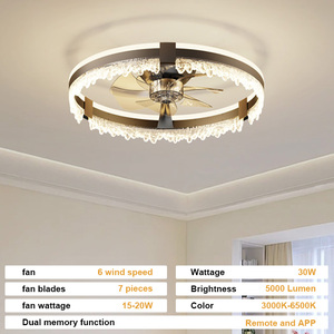 Modern 7-Blade <b>Fan</b> Light with APP & Remote Control, Metal Body, 3-Color LED, 6-Speed <b>Quiet</b> DC Motor, Dimmable, with Remote/APP - Product Image 6