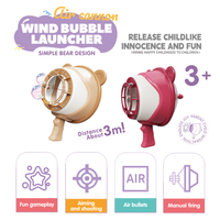 Juguetes Creativos de Verano, Nuevo Lanzador de Burbujas de Aire con Diseño de Oso, Máquina de Burbujas Manual Impulsada por el Viento