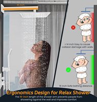 Système de douche encastré blanc de 12 pouces certifié CUPC, mitigeur de douche mural de luxe à effet pluie avec douchette à main