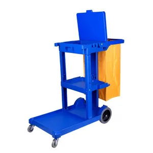 Wholesale Restaurant Service Multifunction Hotel Housekeeping Trolley Folding Cleaning Trolley Rubbermaid Janitorial Cart