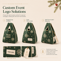 Sac cadeau personnalisé en jacquard tricoté avec nœud japonais, pour événements promotionnels de Noël, avec logo et étiquette tissée