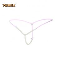 최고 판매 여성 오픈 가랑이 섹시한 끈 팬티 구슬 체인 팬티 속옷 낮은 상승 T-백 속옷 란제리 진주 공
