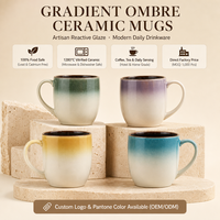 Meilleures ventes de tasses en céramique de 15oz Vaisselle populaire avec glaçure réactive en vente pour le marché domestique