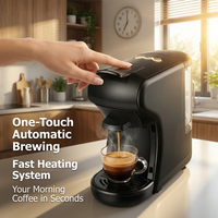 Cafetera de Cápsulas de 19 Bares, 3 en 1, Compatible con Cápsulas y Café Molido, Color Negro, para Uso Doméstico y Hotelero