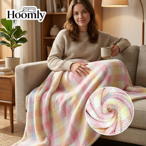 Manta de Sherpa de <span class=keywords><strong>Terciopelo</strong></span> Estampada a Color de Alta Calidad, 100% Poliéster, de Hoomly, la Más Vendida, para el Dormitorio, Sala de Estar, Uso Diario - Product Image 1