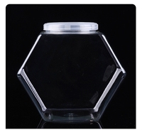 Bocaux de rangement hexagonaux en PET pour bonbons et biscuits, contenances variées (850ml, 1500ml, 2150ml, 3600ml, 3800ml, 4300ml, 6200ml)