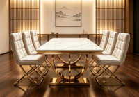 Ensemble de salle à manger de luxe moderne en céramique pour 6 personnes, idéal pour restaurants et hôtels, vente en gros B2B